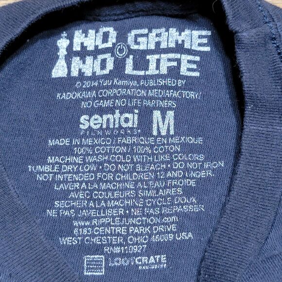 No Game No Life Anime SS Black Unisex Tee - Size Medium - Picture 4 of 4